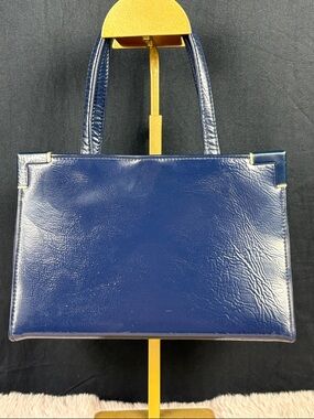 Vintage  Leather Satchel – Structured City Bag with Silver-Tone Corner Guards